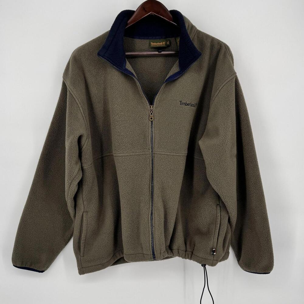 VTG Timberland Weathergear Fleece Jacket Mens XL Green Polartec Full Zip 90s